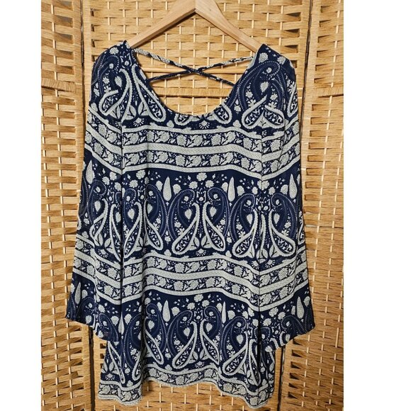 Blu Pepper Floral Paisley Dress Navy Gray S - Picture 1 of 6
